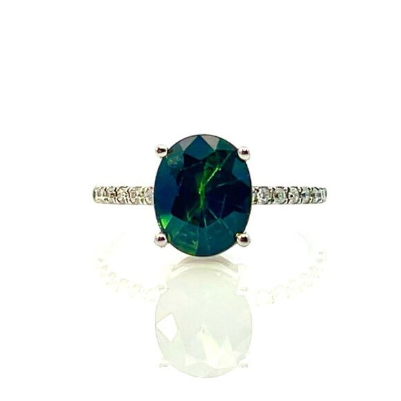 Sapphire Diamond Ring 14k White Gold 4.40 mm Certified $3,950 921163 - Picture 9 of 13